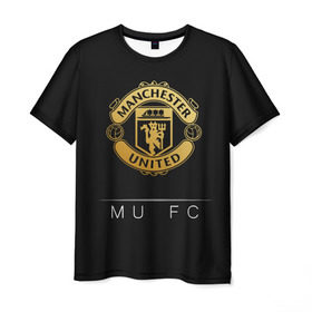 Мужская футболка 3D с принтом MU Gold в Белгороде, 100% полиэфир | прямой крой, круглый вырез горловины, длина до линии бедер | champions | england | league | manchester | united | лига | манчестер | чемпионов | юнайтед