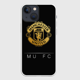 Чехол для iPhone 13 mini с принтом MU Gold в Белгороде,  |  | Тематика изображения на принте: champions | england | league | manchester | united | лига | манчестер | чемпионов | юнайтед