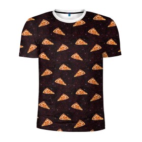 Мужская футболка 3D спортивная с принтом Galaxy pizza в Белгороде, 100% полиэстер с улучшенными характеристиками | приталенный силуэт, круглая горловина, широкие плечи, сужается к линии бедра | galaxy | pizza | space | stars | галактика | еда | звезды | испания | италия | космический | космос | ночь | пипперони | пицца | сыр