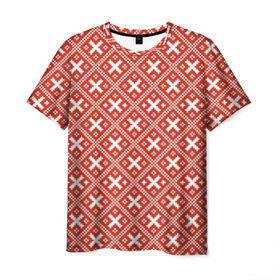 Мужская футболка 3D с принтом узоры в Белгороде, 100% полиэфир | прямой крой, круглый вырез горловины, длина до линии бедер | вышивка | оберег | обережная | орнамент | россия | русь | славянский | узор