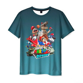 Мужская футболка 3D с принтом Super Mario Odyssey в Белгороде, 100% полиэфир | прямой крой, круглый вырез горловины, длина до линии бедер | nintendo | марио | нинтендо