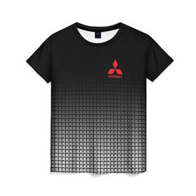 Женская футболка 3D с принтом MITSUBISHI SPORT в Белгороде, 100% полиэфир ( синтетическое хлопкоподобное полотно) | прямой крой, круглый вырез горловины, длина до линии бедер |  машина | марка | митсубиси