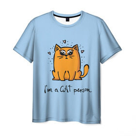 Мужская футболка 3D с принтом I am a Cat Person в Белгороде, 100% полиэфир | прямой крой, круглый вырез горловины, длина до линии бедер | Тематика изображения на принте: cat | домашние любимцы | животные | котики | котэ | котята | любовь | милые