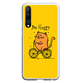 Чехол для Honor P30 с принтом Be Happy cat в Белгороде, Силикон | Область печати: задняя сторона чехла, без боковых панелей | Тематика изображения на принте: cat | домашние любимцы | животные | котики | котэ | котята | любовь | милые