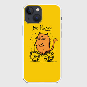 Чехол для iPhone 13 mini с принтом Be Happy,cat в Белгороде,  |  | cat | домашние любимцы | животные | котики | котэ | котята | любовь | милые