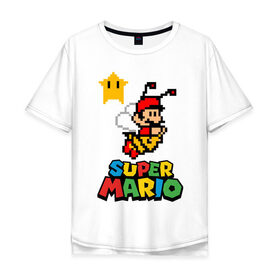 Мужская футболка хлопок Oversize с принтом Bee Mario в Белгороде, 100% хлопок | свободный крой, круглый ворот, “спинка” длиннее передней части | Тематика изображения на принте: nintendo | марио | нинтендо