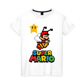 Женская футболка хлопок с принтом Bee Mario в Белгороде, 100% хлопок | прямой крой, круглый вырез горловины, длина до линии бедер, слегка спущенное плечо | nintendo | марио | нинтендо
