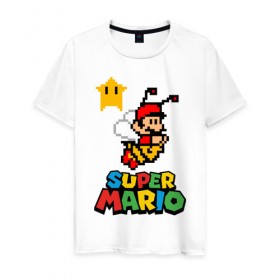 Мужская футболка хлопок с принтом Bee Mario в Белгороде, 100% хлопок | прямой крой, круглый вырез горловины, длина до линии бедер, слегка спущенное плечо. | nintendo | марио | нинтендо
