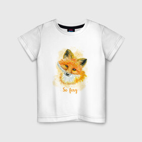 Детская футболка хлопок с принтом Лисичка в Белгороде, 100% хлопок | круглый вырез горловины, полуприлегающий силуэт, длина до линии бедер | Тематика изображения на принте: fox | лес | лесной | лис | лиса | лисенок | лисичка | милый | рыжий | хищник