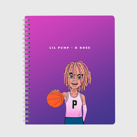 Тетрадь с принтом Lil Pump D Rose в Белгороде, 100% бумага | 48 листов, плотность листов — 60 г/м2, плотность картонной обложки — 250 г/м2. Листы скреплены сбоку удобной пружинной спиралью. Уголки страниц и обложки скругленные. Цвет линий — светло-серый
 | hip hop | hiphop | lil pump | mc | rap | газзи гарсия | зачитал | клауд | клауд рэп | лил памп | лили | мс | памп | реп | репер | речитатив | рэп | рэпер | трэп | хип | хип хоп | хипхоп | хоп