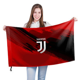 Флаг 3D с принтом JUVENTUS SPORT RED в Белгороде, 100% полиэстер | плотность ткани — 95 г/м2, размер — 67 х 109 см. Принт наносится с одной стороны | football | soccer | ювентус