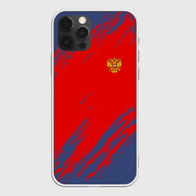 Чехол для iPhone 12 Pro с принтом RUSSIA SPORT    в Белгороде, силикон | область печати: задняя сторона чехла, без боковых панелей | russia | белый | болельщик | герб | двуглавый орел | корона | красный | лошадь | модные | надписи | орел | патриот | россия | синий | спорт | спортивные | триколор | униформа | фанат | цвет