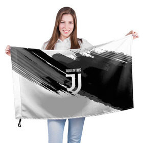 Флаг 3D с принтом JUVENTUS SPORT STYLE в Белгороде, 100% полиэстер | плотность ткани — 95 г/м2, размер — 67 х 109 см. Принт наносится с одной стороны | football | soccer | ювентус