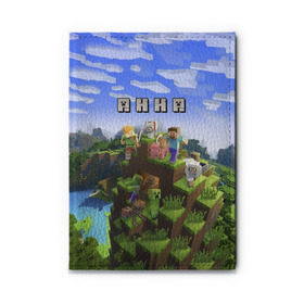 Обложка для автодокументов с принтом Анна - Minecraft в Белгороде, натуральная кожа |  размер 19,9*13 см; внутри 4 больших “конверта” для документов и один маленький отдел — туда идеально встанут права | анка | анюта | аня | майнкрафт