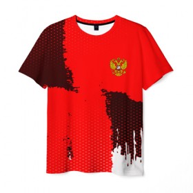 Мужская футболка 3D с принтом RUSSIA SPORT RED в Белгороде, 100% полиэфир | прямой крой, круглый вырез горловины, длина до линии бедер | 