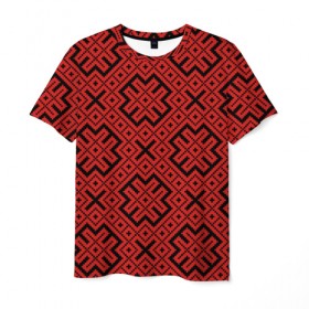 Мужская футболка 3D с принтом Обережная Вышивка в Белгороде, 100% полиэфир | прямой крой, круглый вырез горловины, длина до линии бедер | 