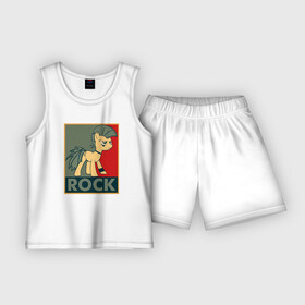 Детская пижама с шортами хлопок с принтом Rock в Белгороде,  |  | Тематика изображения на принте: my little pony | rock | дружба | мой маленький пони | рок