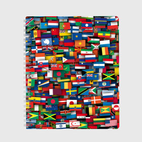 Тетрадь с принтом Флаги всех стран в Белгороде, 100% бумага | 48 листов, плотность листов — 60 г/м2, плотность картонной обложки — 250 г/м2. Листы скреплены сбоку удобной пружинной спиралью. Уголки страниц и обложки скругленные. Цвет линий — светло-серый
 | Тематика изображения на принте: интернационал | мир | паттерн | флаг