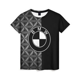 Женская футболка 3D с принтом BMW motorsport в Белгороде, 100% полиэфир ( синтетическое хлопкоподобное полотно) | прямой крой, круглый вырез горловины, длина до линии бедер | auto | automobile | bmw | car | автомобиль | бмв