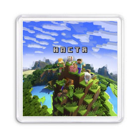 Магнит 55*55 с принтом Настя - Minecraft в Белгороде, Пластик | Размер: 65*65 мм; Размер печати: 55*55 мм | Тематика изображения на принте: minecraft | анастасия | майнкрафт | настенька | настюха | настя