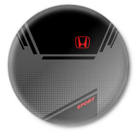 Значок с принтом HONDA SPORT в Белгороде,  металл | круглая форма, металлическая застежка в виде булавки | honda | марка | машины | хонда