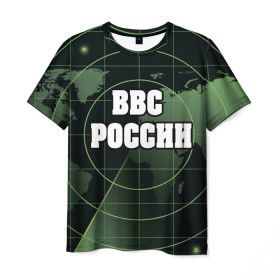 Мужская футболка 3D с принтом ВВС России в Белгороде, 100% полиэфир | прямой крой, круглый вырез горловины, длина до линии бедер | 