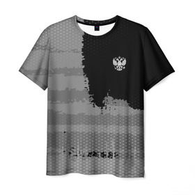 Мужская футболка 3D с принтом Russia Sport collection Gray в Белгороде, 100% полиэфир | прямой крой, круглый вырез горловины, длина до линии бедер | abstraction | grunge | russia | sport | абстракция | герб | краска | русский | символика рф | спорт | спортивный | триколор | униформа | форма | я русский