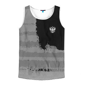 Мужская майка 3D с принтом Russia Sport collection Gray в Белгороде, 100% полиэстер | круглая горловина, приталенный силуэт, длина до линии бедра. Пройма и горловина окантованы тонкой бейкой | Тематика изображения на принте: abstraction | grunge | russia | sport | абстракция | герб | краска | русский | символика рф | спорт | спортивный | триколор | униформа | форма | я русский