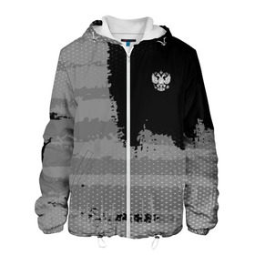 Мужская куртка 3D с принтом Russia Sport collection Gray в Белгороде, ткань верха — 100% полиэстер, подклад — флис | прямой крой, подол и капюшон оформлены резинкой с фиксаторами, два кармана без застежек по бокам, один большой потайной карман на груди. Карман на груди застегивается на липучку | abstraction | grunge | russia | sport | абстракция | герб | краска | русский | символика рф | спорт | спортивный | триколор | униформа | форма | я русский