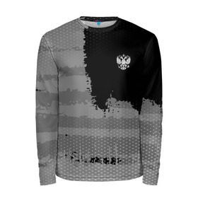 Мужской лонгслив 3D с принтом Russia Sport collection Gray в Белгороде, 100% полиэстер | длинные рукава, круглый вырез горловины, полуприлегающий силуэт | abstraction | grunge | russia | sport | абстракция | герб | краска | русский | символика рф | спорт | спортивный | триколор | униформа | форма | я русский