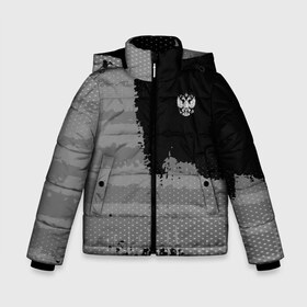 Зимняя куртка для мальчиков 3D с принтом Russia Sport collection Gray в Белгороде, ткань верха — 100% полиэстер; подклад — 100% полиэстер, утеплитель — 100% полиэстер | длина ниже бедра, удлиненная спинка, воротник стойка и отстегивающийся капюшон. Есть боковые карманы с листочкой на кнопках, утяжки по низу изделия и внутренний карман на молнии. 

Предусмотрены светоотражающий принт на спинке, радужный светоотражающий элемент на пуллере молнии и на резинке для утяжки | abstraction | grunge | russia | sport | абстракция | герб | краска | русский | символика рф | спорт | спортивный | триколор | униформа | форма | я русский