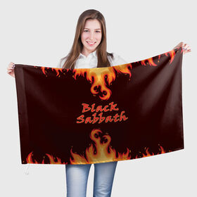 Флаг 3D с принтом Black Sabbath в Белгороде, 100% полиэстер | плотность ткани — 95 г/м2, размер — 67 х 109 см. Принт наносится с одной стороны | rock | группы | дым | металл | музыка | огонь | пламя | рок | рокер | тяжелый