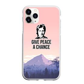 Чехол для iPhone 11 Pro Max матовый с принтом Give Peace a Chance в Белгороде, Силикон |  | битлз | горы | джон леннон | ленон | мир | песня | цитаты | шанс