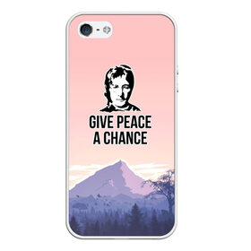 Чехол для iPhone 5/5S матовый с принтом Give Peace a Chance в Белгороде, Силикон | Область печати: задняя сторона чехла, без боковых панелей | Тематика изображения на принте: битлз | горы | джон леннон | ленон | мир | песня | цитаты | шанс