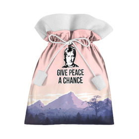 Подарочный 3D мешок с принтом Give Peace a Chance в Белгороде, 100% полиэстер | Размер: 29*39 см | Тематика изображения на принте: битлз | горы | джон леннон | ленон | мир | песня | цитаты | шанс