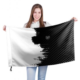 Флаг 3D с принтом Arsenal uniform black 2018 в Белгороде, 100% полиэстер | плотность ткани — 95 г/м2, размер — 67 х 109 см. Принт наносится с одной стороны | football | soccer | арсенал