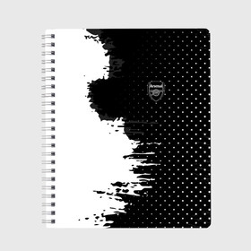 Тетрадь с принтом Arsenal uniform black 2018 в Белгороде, 100% бумага | 48 листов, плотность листов — 60 г/м2, плотность картонной обложки — 250 г/м2. Листы скреплены сбоку удобной пружинной спиралью. Уголки страниц и обложки скругленные. Цвет линий — светло-серый
 | football | soccer | арсенал