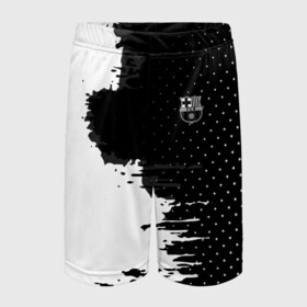 Детские спортивные шорты 3D с принтом Barcelona uniform black 2018 в Белгороде,  100% полиэстер
 | пояс оформлен широкой мягкой резинкой, ткань тянется
 | Тематика изображения на принте: football | soccer | барселона