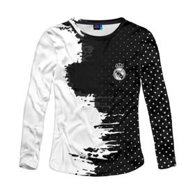 Женский лонгслив 3D с принтом Real Madrid uniform black 2018 в Белгороде, 100% полиэстер | длинные рукава, круглый вырез горловины, полуприлегающий силуэт | football | soccer | реал мадрид