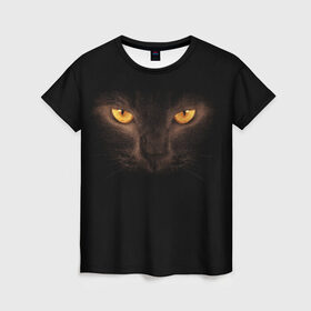 Женская футболка 3D с принтом Кошачий Взгляд в Белгороде, 100% полиэфир ( синтетическое хлопкоподобное полотно) | прямой крой, круглый вырез горловины, длина до линии бедер | глаза | желтый | кот | котейка | котенок | котик | котя | кошка | усатый