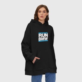 Худи SuperOversize хлопок с принтом Run BMW в Белгороде, 70% хлопок, 30% полиэстер, мягкий начес внутри | карман-кенгуру, эластичная резинка на манжетах и по нижней кромке, двухслойный капюшон
 | 