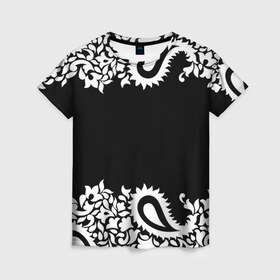 Женская футболка 3D с принтом Black&white Ornament в Белгороде, 100% полиэфир ( синтетическое хлопкоподобное полотно) | прямой крой, круглый вырез горловины, длина до линии бедер | 