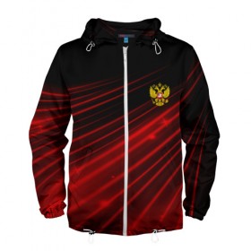 Мужская ветровка 3D с принтом Russia Sport 2018 uniform в Белгороде, 100% полиэстер | подол и капюшон оформлены резинкой с фиксаторами, два кармана без застежек по бокам, один потайной карман на груди | abstraction | grunge | russia | sport | абстракция | герб | краска | русский | символика рф | спорт | спортивный | триколор | униформа | форма | я русский