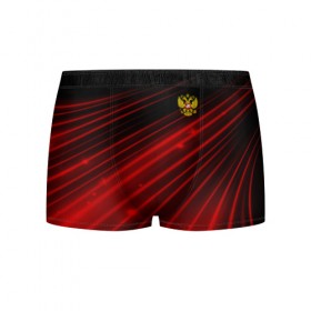 Мужские трусы 3D с принтом Russia Sport 2018 uniform в Белгороде, 50% хлопок, 50% полиэстер | классическая посадка, на поясе мягкая тканевая резинка | Тематика изображения на принте: abstraction | grunge | russia | sport | абстракция | герб | краска | русский | символика рф | спорт | спортивный | триколор | униформа | форма | я русский