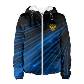 Женская куртка 3D с принтом Russia Sport 2018 uniform в Белгороде, ткань верха — 100% полиэстер, подклад — флис | прямой крой, подол и капюшон оформлены резинкой с фиксаторами, два кармана без застежек по бокам, один большой потайной карман на груди. Карман на груди застегивается на липучку | abstraction | grunge | russia | sport | абстракция | герб | краска | русский | символика рф | спорт | спортивный | триколор | униформа | форма | я русский