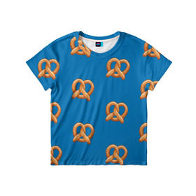 Детская футболка 3D с принтом Crazy Ex Крендельки в Белгороде, 100% гипоаллергенный полиэфир | прямой крой, круглый вырез горловины, длина до линии бедер, чуть спущенное плечо, ткань немного тянется | еда | крендельки | чокнутая бывшая