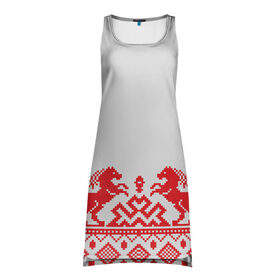 Платье-майка 3D с принтом старославянский узор 13 в Белгороде, 100% полиэстер | полуприлегающий силуэт, широкие бретели, круглый вырез горловины, удлиненный подол сзади. | орнамент | славянский | узор