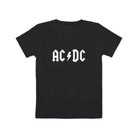 Детская футболка хлопок с принтом AC/DC в Белгороде, 100% хлопок | круглый вырез горловины, полуприлегающий силуэт, длина до линии бедер | Тематика изображения на принте: ac dc | acdc | high voltage | ангус | металл | рок | фсвс | эй си ди си | эйсидиси | янг