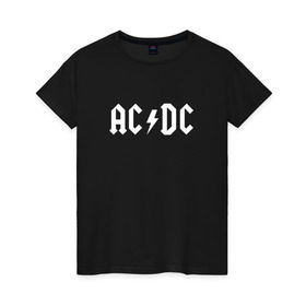 Женская футболка хлопок с принтом AC/DC в Белгороде, 100% хлопок | прямой крой, круглый вырез горловины, длина до линии бедер, слегка спущенное плечо | ac dc | acdc | high voltage | ангус | металл | рок | фсвс | эй си ди си | эйсидиси | янг