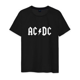 Мужская футболка хлопок с принтом AC/DC в Белгороде, 100% хлопок | прямой крой, круглый вырез горловины, длина до линии бедер, слегка спущенное плечо. | ac dc | acdc | high voltage | ангус | металл | рок | фсвс | эй си ди си | эйсидиси | янг